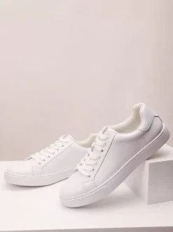 Baskets confortables en cuir PU pour hommes chaussures de sport à bout rond
