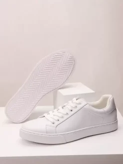 Baskets confortables en cuir PU pour hommes chaussures de sport à bout rond
