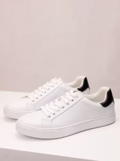 Baskets confortables en cuir PU pour hommes chaussures de sport à bout rond