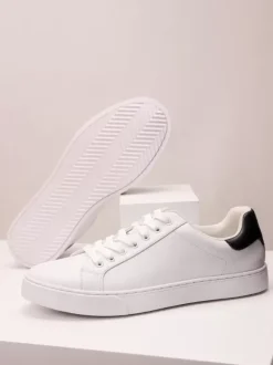 Baskets confortables en cuir PU pour hommes chaussures de sport à bout rond