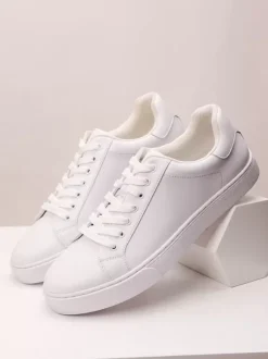 Baskets confortables en cuir PU pour hommes chaussures de sport à bout rond