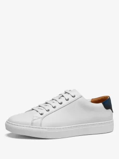 Baskets confortables à lacets en cuir de vache pour hommes bout rond