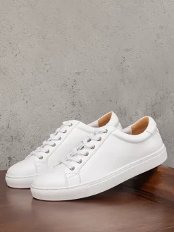 Baskets confortables à lacets pour hommes en cuir de vache à bout rond
