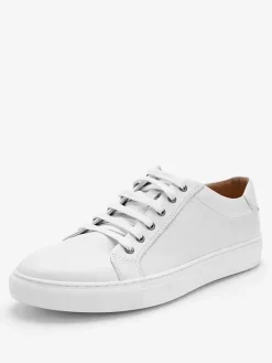 Baskets confortables à lacets pour hommes en cuir de vache à bout rond