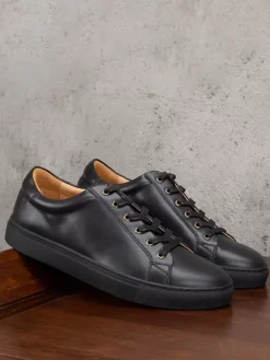 Baskets confortables à lacets pour hommes en cuir de vache à bout rond