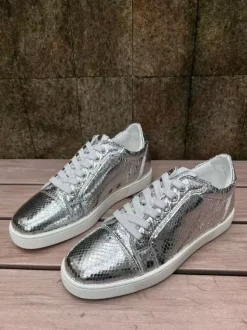 Baskets décontractées pour femmes bout rond motif serpent lacets chaussures de skate