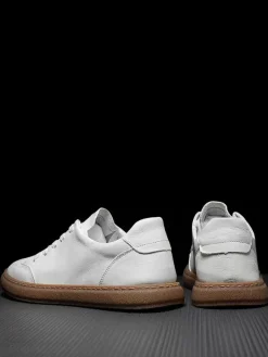Baskets pour hommes confortables en cuir à bout rond Baskets Chaussures de sport