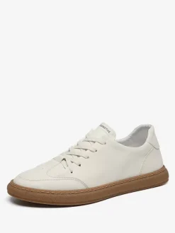 Baskets pour hommes confortables en cuir à bout rond Baskets Chaussures de sport