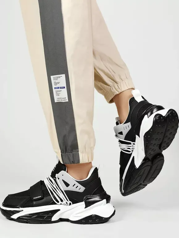 Baskets respirantes à plateforme pour homme chaussures de course à lacets décontractées et épaisses