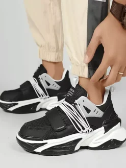 Baskets respirantes à plateforme pour homme chaussures de course à lacets décontractées et épaisses