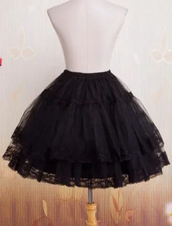Bell forme Organza Noir Lolita jupon dentelle Déguisements Halloween