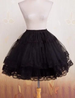 Bell forme Organza Noir Lolita jupon dentelle Déguisements Halloween