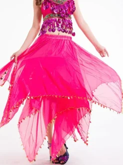Belly Dance Costume Jupe femmes rouges en mousseline de soie Sequin Dancing Bottoms Déguisements Halloween