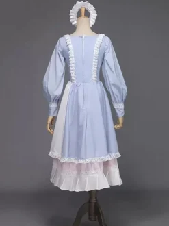 Blanc Rétro Costumes Femmes Dentelle Dentelle Arcs Marie Antoinette Costume Polyester Tunique Chapeaux Robe Vintage Mascarade Robe De Bal