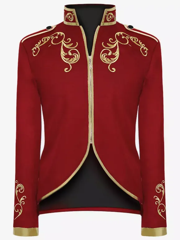 Blanc Vintage Top Vintage Polyester Manches Longues Rétro Costumes Pour Homme Bourgogne