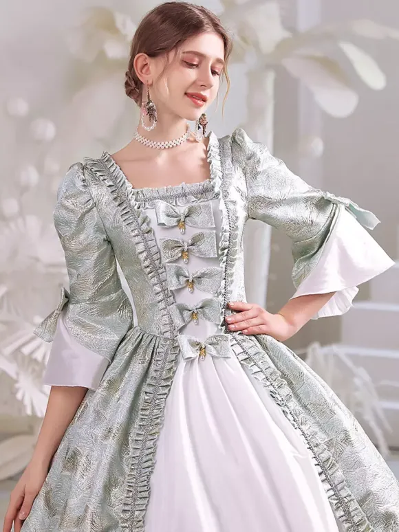 Blanc Rétro Costumes Femmes Polyester Marie Antoinette Costume Robe Gothique 18ème Siècle Costume