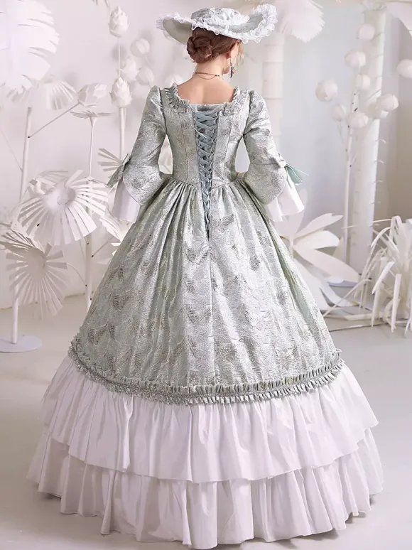 Blanc Rétro Costumes Femmes Polyester Marie Antoinette Costume Robe Gothique 18ème Siècle Costume
