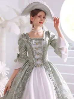 Blanc Rétro Costumes Femmes Polyester Marie Antoinette Costume Robe Gothique 18ème Siècle Costume