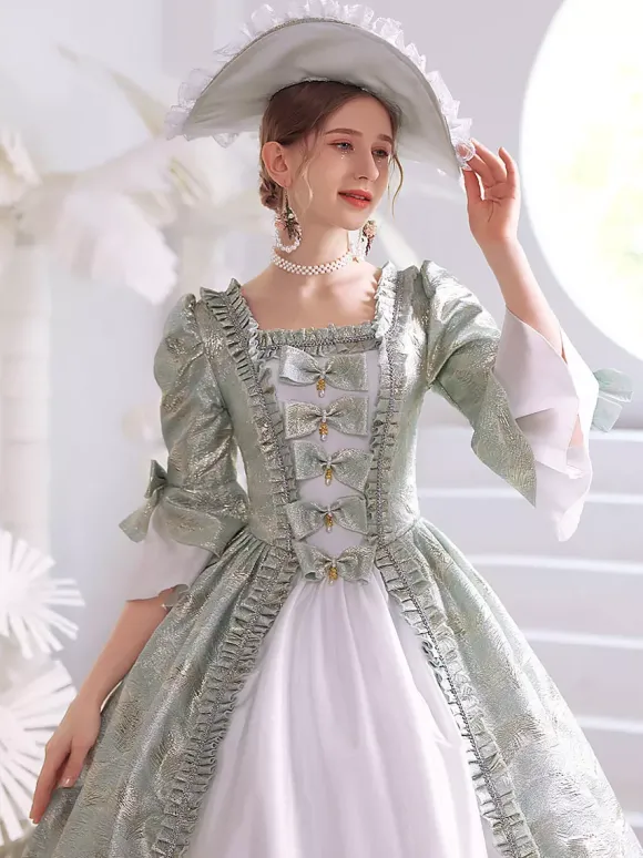 Blanc Rétro Costumes Femmes Polyester Marie Antoinette Costume Robe Gothique 18ème Siècle Costume