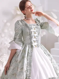 Blanc Rétro Costumes Femmes Polyester Marie Antoinette Costume Robe Gothique 18ème Siècle Costume