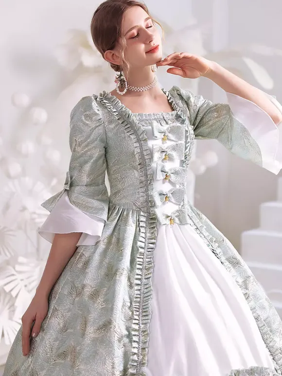 Blanc Rétro Costumes Femmes Polyester Marie Antoinette Costume Robe Gothique 18ème Siècle Costume