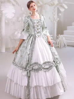 Blanc Rétro Costumes Femmes Polyester Marie Antoinette Costume Robe Gothique 18ème Siècle Costume