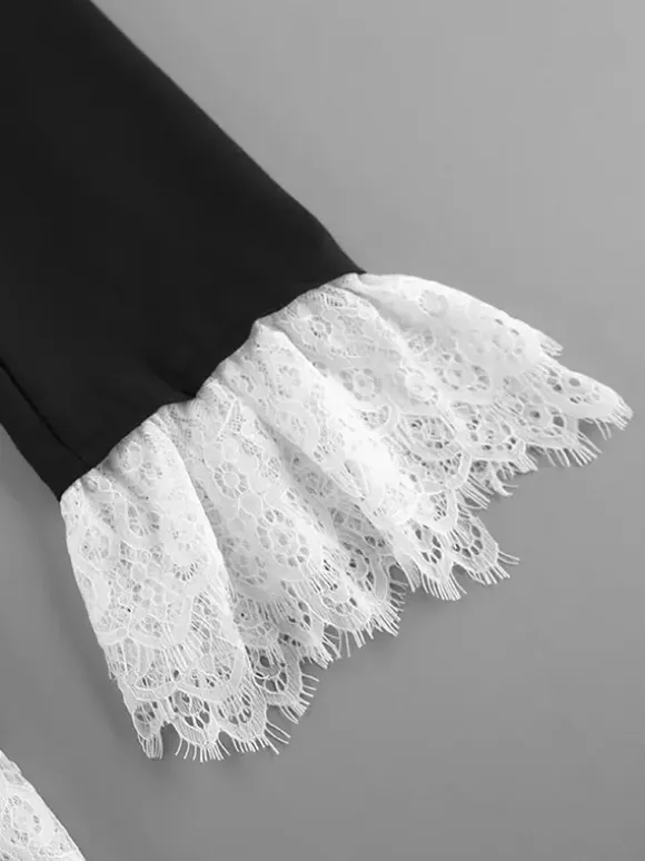Blazer à bordure en dentelle et fermeture à un bouton pour femme 2026