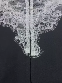 Blazer en dentelle corset sexy pour femme - Veste bustier cintrée contrastée noire et blanche - Idéale pour une soirée printanière 2026