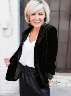 Blazer Femme avec Manches Longues à Col Revers Unicolore