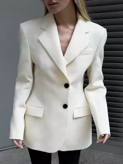 Blazer pour femme chic col rabattu boutons manches longues tailleur