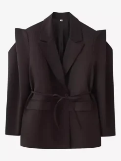 Blazer pour femme col rabattu plissé boutons manches longues veste de tailleur