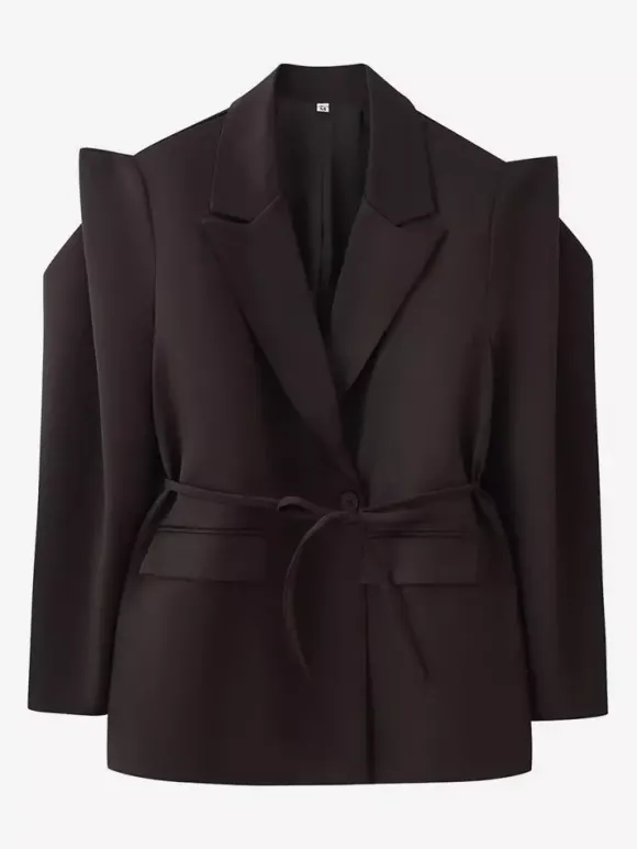 Blazer pour femme col rabattu plissé boutons manches longues veste de tailleur