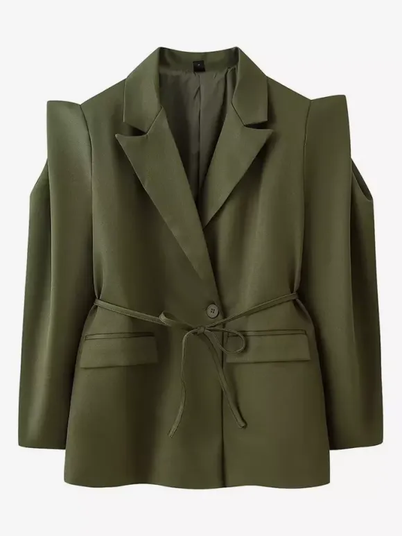 Blazer pour femme col rabattu plissé boutons manches longues veste de tailleur
