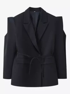Blazer pour femme col rabattu plissé boutons manches longues veste de tailleur