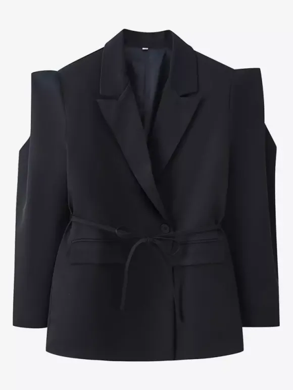 Blazer pour femme col rabattu plissé boutons manches longues veste de tailleur