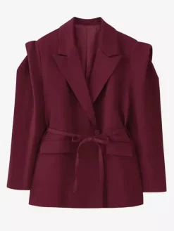 Blazer pour femme col rabattu plissé boutons manches longues veste de tailleur