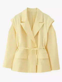 Blazer pour femme col rabattu plissé boutons manches longues veste de tailleur