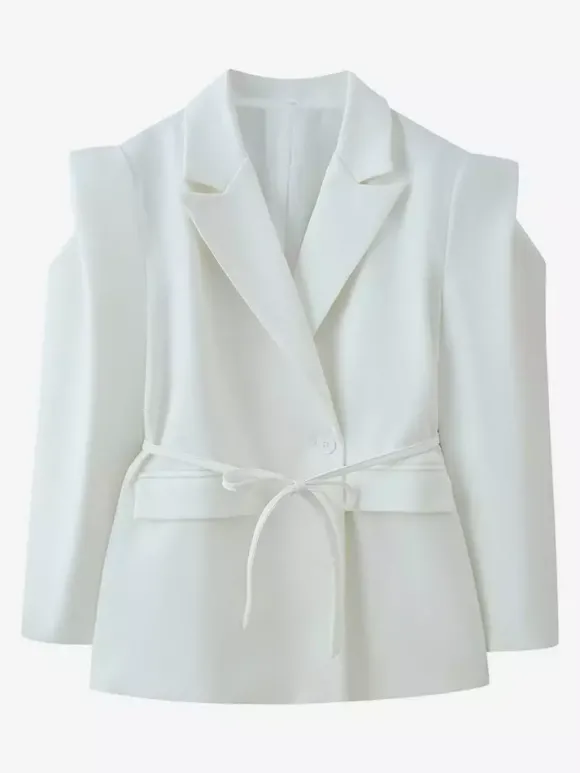 Blazer pour femme col rabattu plissé boutons manches longues veste de tailleur
