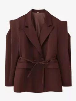 Blazer pour femme col rabattu plissé boutons manches longues veste de tailleur