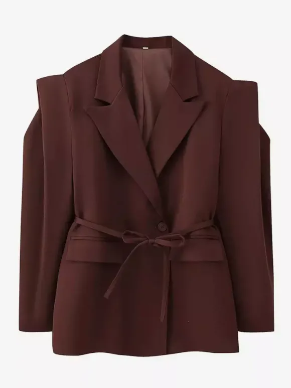 Blazer pour femme col rabattu plissé boutons manches longues veste de tailleur