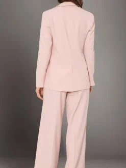 Blazer uni à revers cranté et boutonné ensemble 2 pièces décontracté