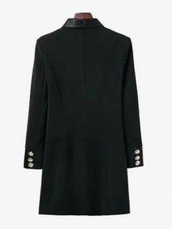 Blazer Veste Double Boutonnage Col V Robe Veste Pour Femme Manteau Chic