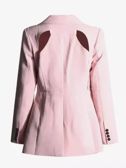 Blazer chic à manches longues découpées pour femme