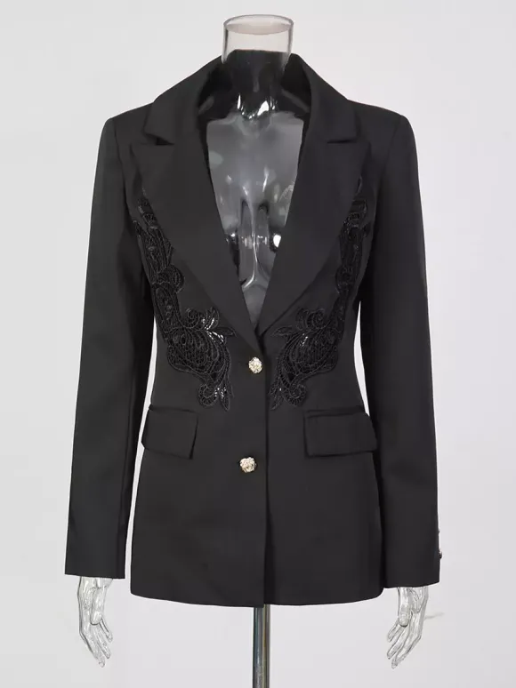 Blazer chic pour femme col rabattu manches longues découpées vêtement d'extérieur