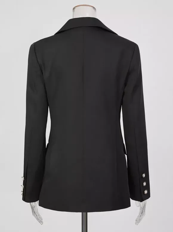 Blazer chic pour femme col rabattu manches longues découpées vêtement d'extérieur