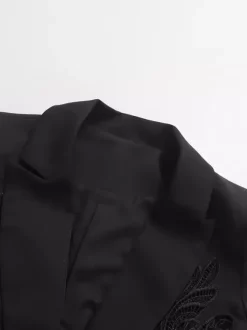 Blazer chic pour femme col rabattu manches longues découpées vêtement d'extérieur