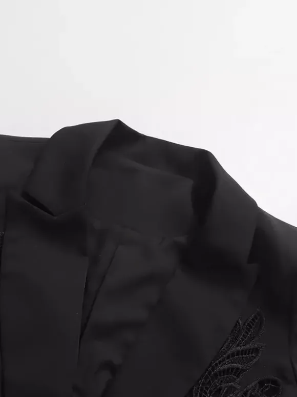 Blazer chic pour femme col rabattu manches longues découpées vêtement d'extérieur