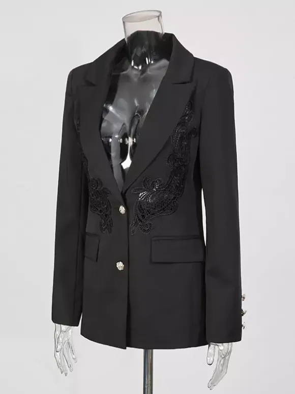 Blazer chic pour femme col rabattu manches longues découpées vêtement d'extérieur