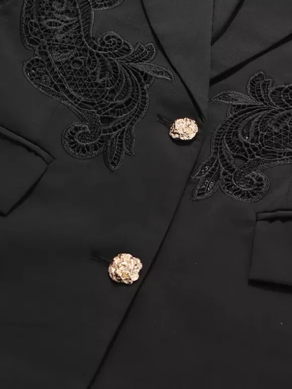 Blazer chic pour femme col rabattu manches longues découpées vêtement d'extérieur
