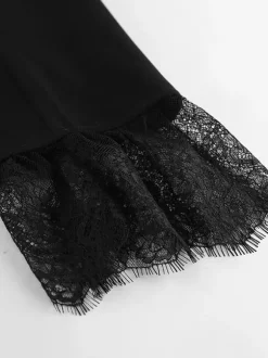 Blazer femme coupe sablier orné de dentelle - Veste de tailleur slim à manches évasées - Tenues chics streetwear et formelles 2026